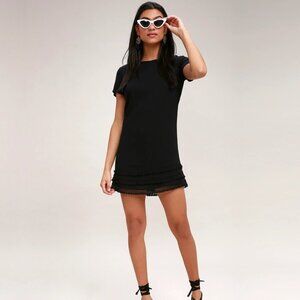 LULUS | Buenos Aires Black Shift Dress Short Sleeve | Sz. M